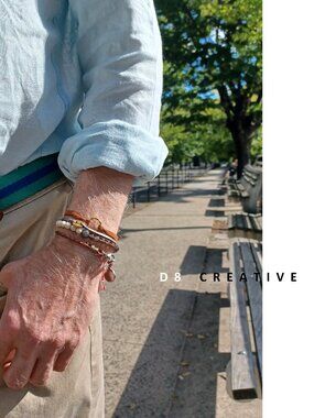 New men's or unisex aduits stainless steel with faux leather hand wrap bracelet